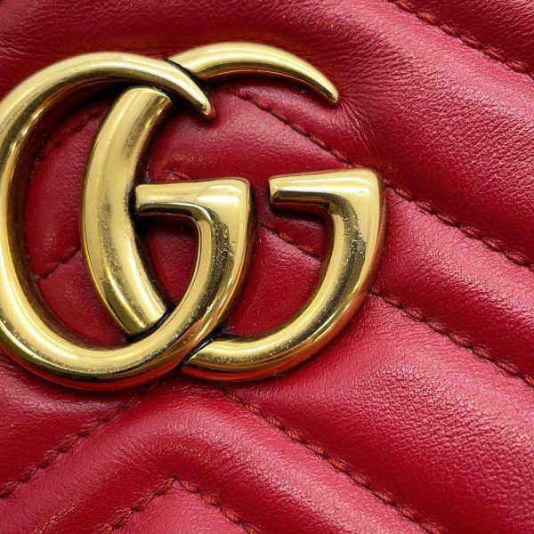 9604186 13 Gucci GG Marmont Quilted Small Chain Shoulder Bag Red