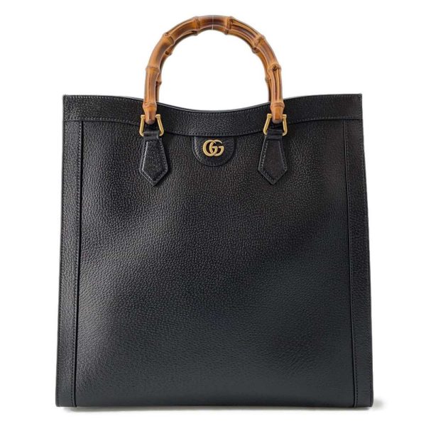 9604247 01 Gucci Diana Bamboo 2way Shoulder Tote Bag Black