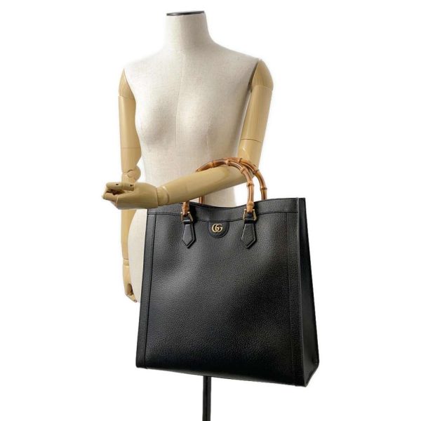 9604247 04 Gucci Diana Bamboo 2way Shoulder Tote Bag Black