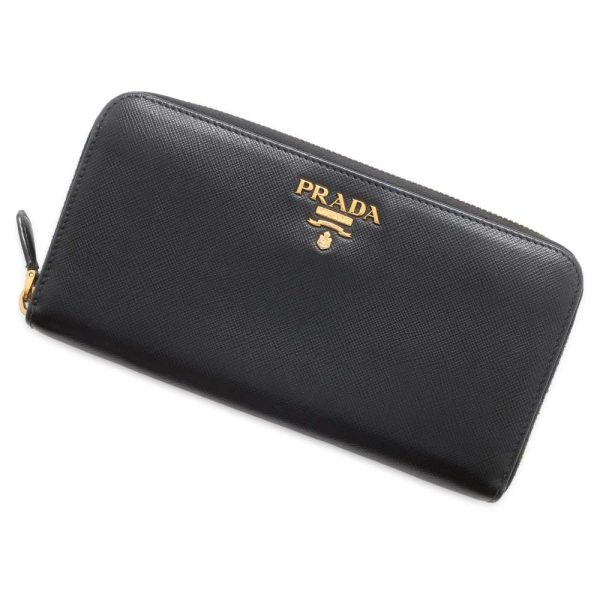 9604575 01 Prada Long Wallet Saffiano Wallet Black