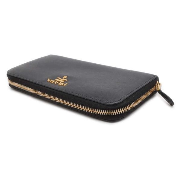 9604575 02 Prada Long Wallet Saffiano Wallet Black