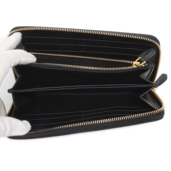 9604575 04 Prada Long Wallet Saffiano Wallet Black