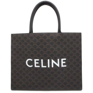 9605107 01 Celine Vintage Macadam Triomphe Leather Mini Boston Bag Brown