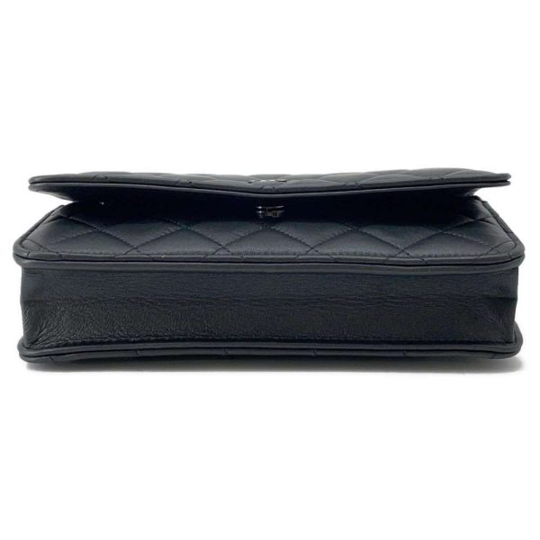 9605367 03 CHANEL Chain Matelasse Coco Mark Lambskin Wallet Black