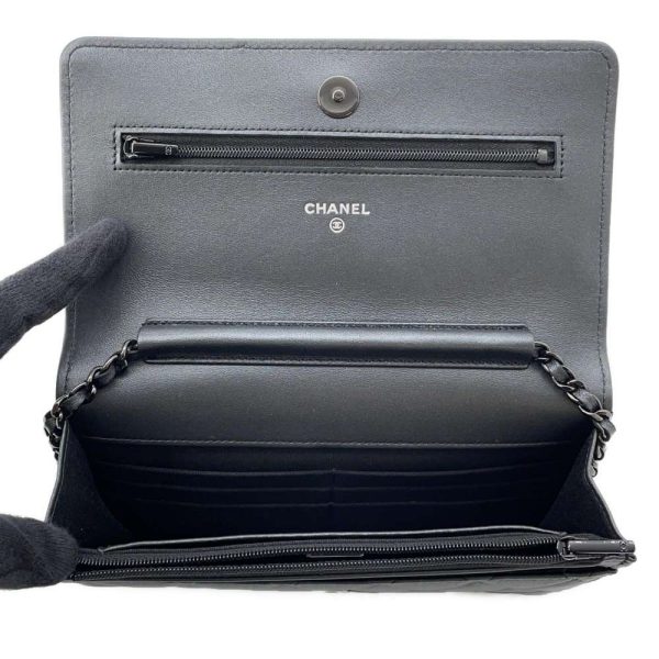 9605367 05 CHANEL Chain Matelasse Coco Mark Lambskin Wallet Black