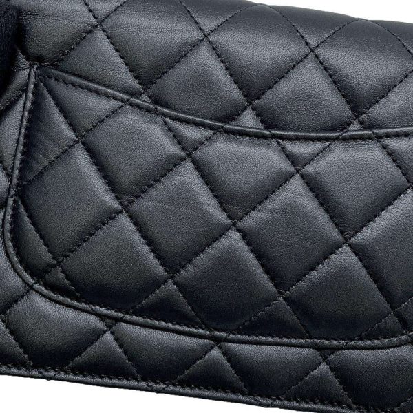 9605367 08 CHANEL Chain Matelasse Coco Mark Lambskin Wallet Black