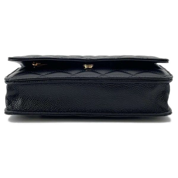 9605374 03 CHANEL Chain Wallet Coco Mark Caviar Skin Wallet Black