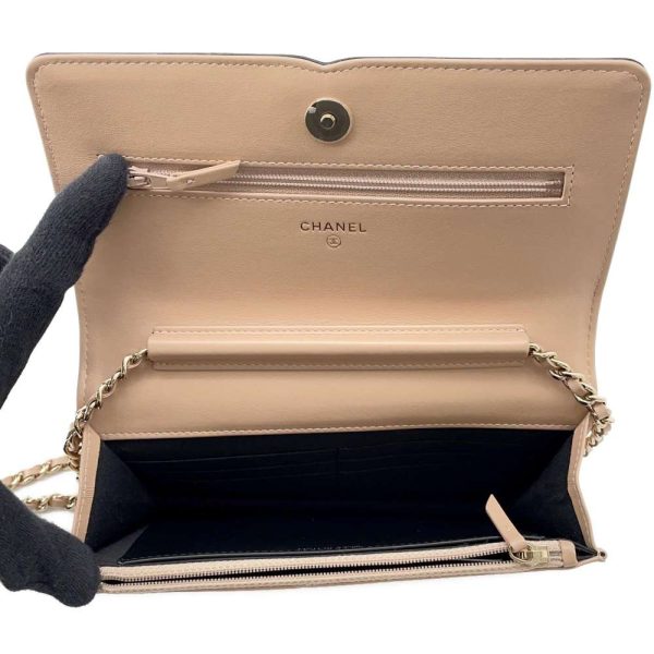 9605381 05 CHANEL Chain Wallet CC Filigree Coco Mark Matelasse Caviar Skin A84451 Wallet Black