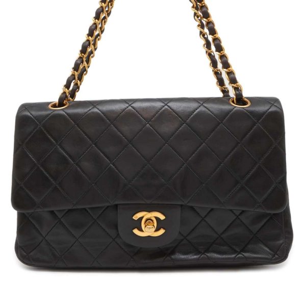 9606456 01 Chanel Chain Bag 25 Coco Mark Lambskin Double Chain Black