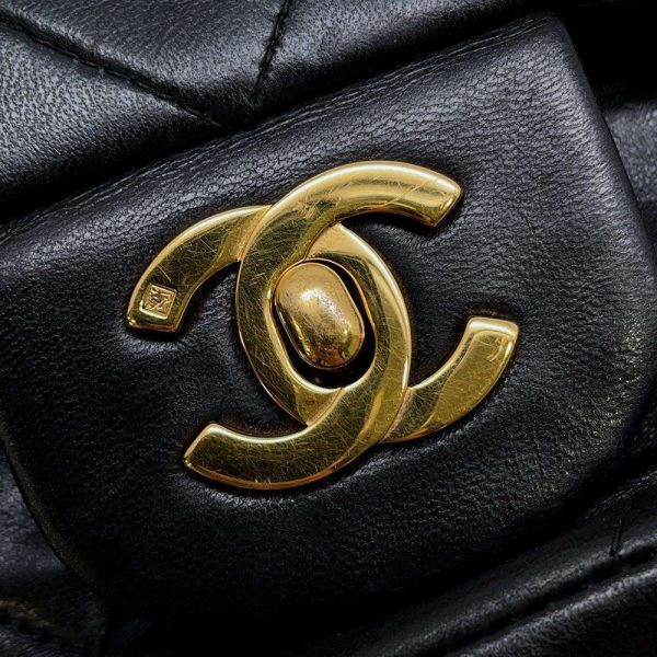 9606456 12 Chanel Chain Bag 25 Coco Mark Lambskin Double Chain Black