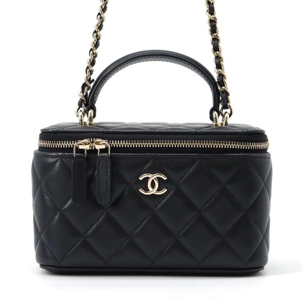 9606593 01 CHANEL Chain Shoulder Bag Matelasse Coco Mark Vanity Black