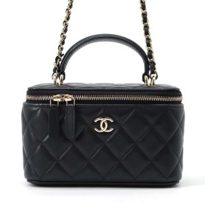 9606593 01 Chanel Cambon Line Tote Bag Large Calf Black