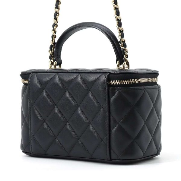 9606593 02 CHANEL Chain Shoulder Bag Matelasse Coco Mark Vanity Black