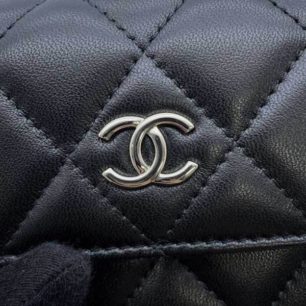 9606630 09 CHANEL Chain Wallet Matelasse Coco Mark Pearl Lambskin Black