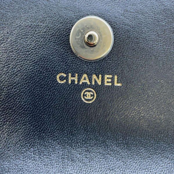 9606630 10 CHANEL Chain Wallet Matelasse Coco Mark Pearl Lambskin Black