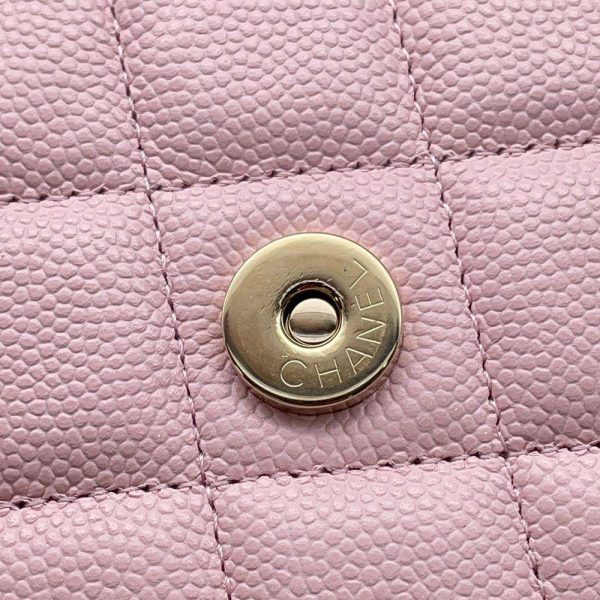 9606821 09 Chanel Chain Wallet Matelasse Coco Mark Caviar Skin Quilting A33814