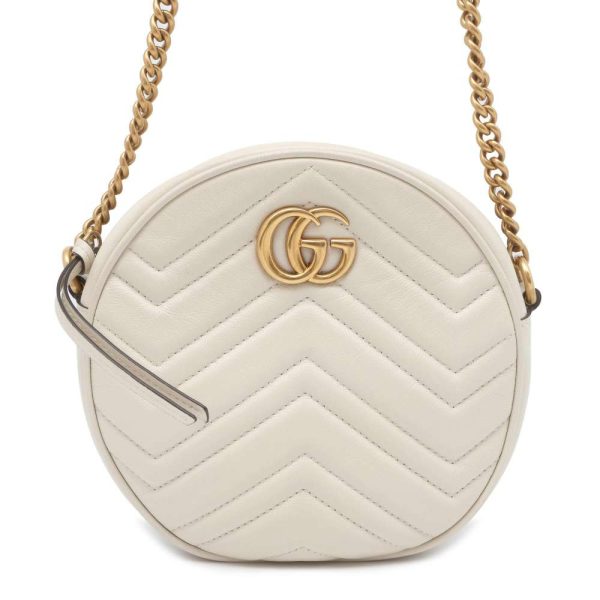 9607262 01 Gucci Round Mini Shoulder Chain Bag White