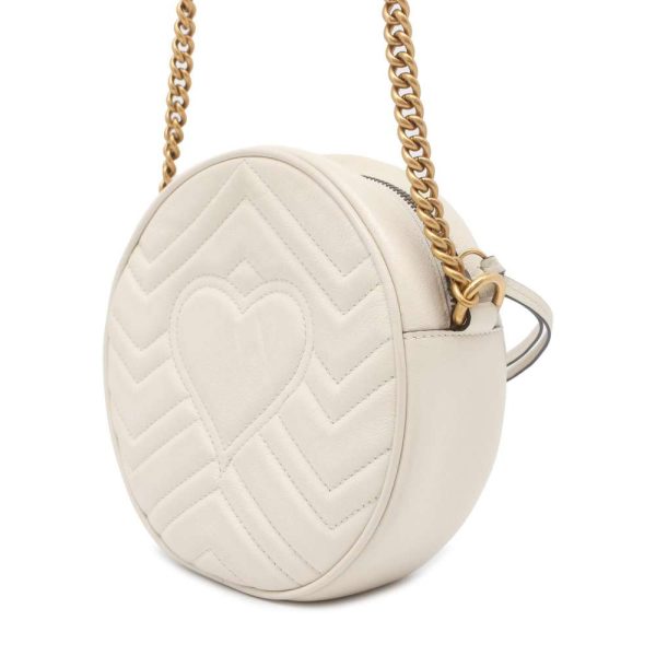 9607262 02 Gucci Round Mini Shoulder Chain Bag White