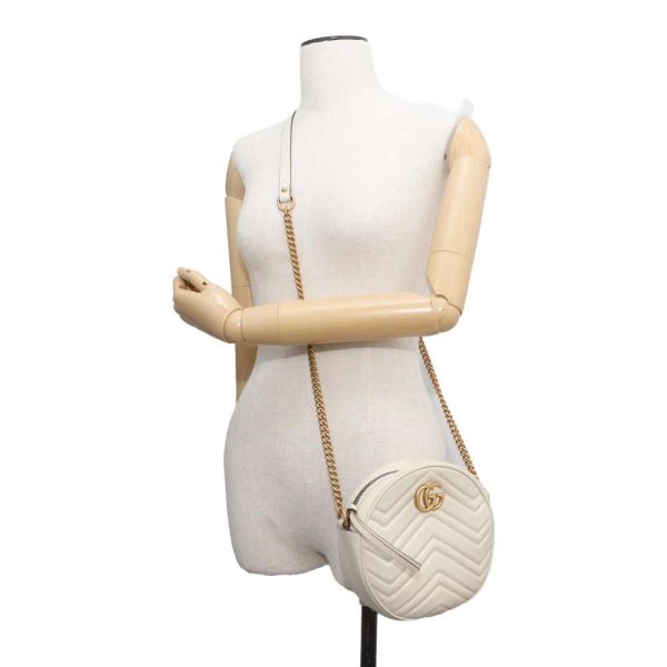 9607262 04 Gucci Round Mini Shoulder Chain Bag White