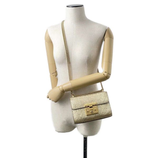 9607279 05 Gucci Padlock Small GG Supreme Chain Shoulder Bag Beige