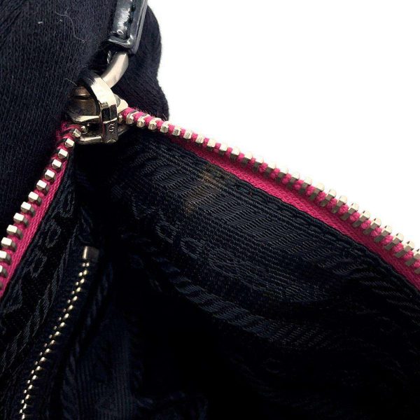 9607460 06 Prada Shoulder Bag Nylon Patent PRADA One Shoulder Black