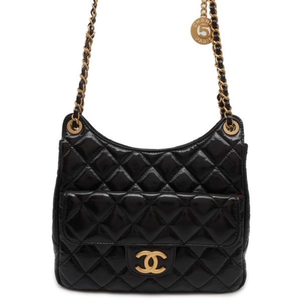 9609853 01 Chanel Chain Shoulder Bag Hobo Matelasse Shiny Calf Bag