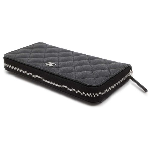 9611696 02 CHANEL Long Zip Wallet CocoMark Matelasse Caviar Quilting