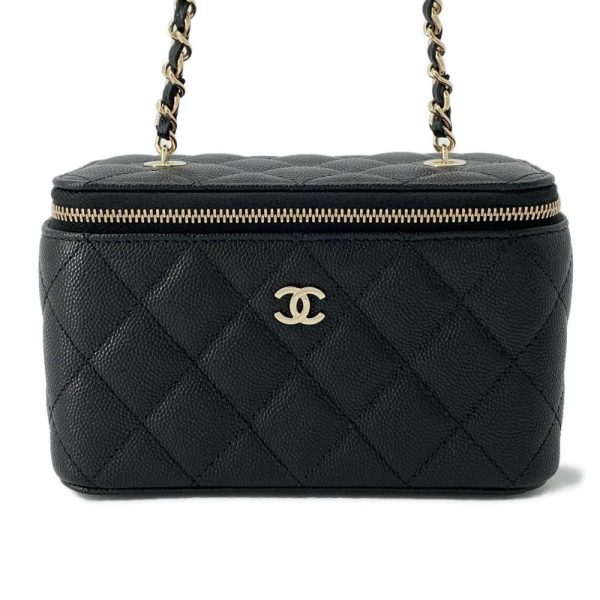 9615687 01 CHANEL Vanity Matelasse Lambskin Chain Shoulder Bag Black