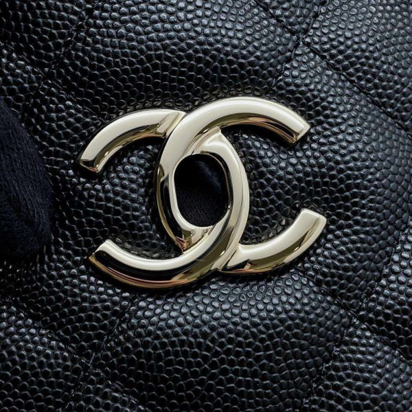 9615779 10 CHANEL Chain Tote Bag Coco Mark Large Caviar Skin Black