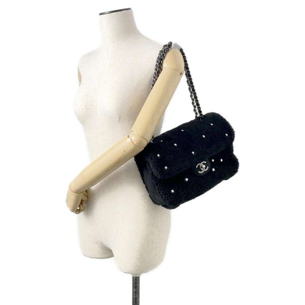 9616745 04 CHANEL Chain Shoulder Bag Coco Mark Pearl Matelasse Black