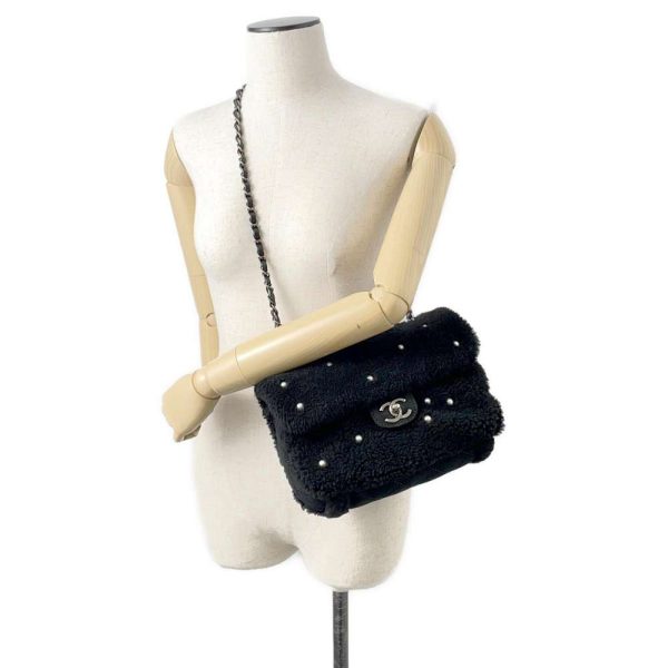 9616745 05 CHANEL Chain Shoulder Bag Coco Mark Pearl Matelasse Black