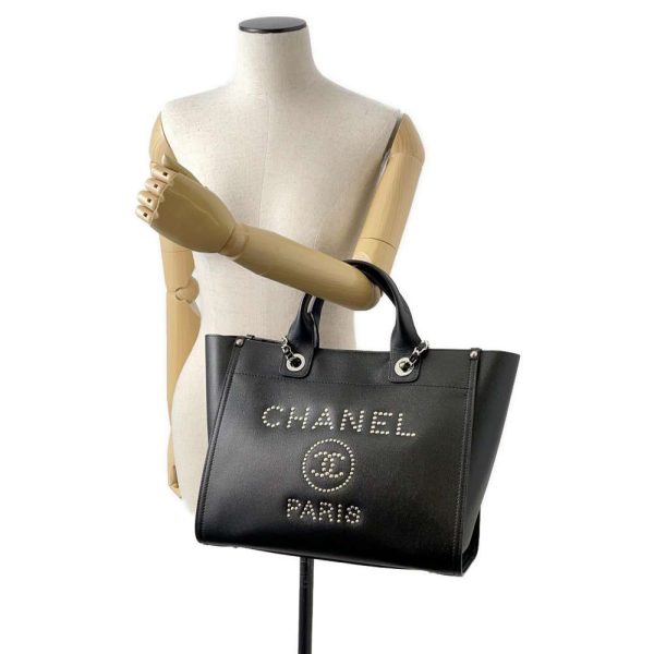 9616950 04 CHANEL Tote Bag Coco Mark Studs Shoulder Bag Black