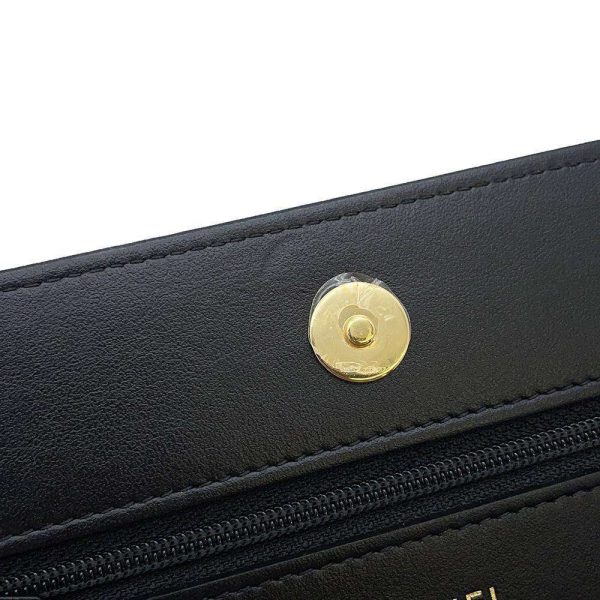 9617384 11 CHANEL Chain Wallet Coco Mark Patent Wallet Black