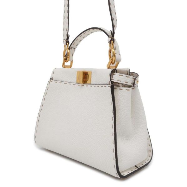 9619173 02 FENDI Handbag Mini Peekaboo Stitch Calf 2way Bag White