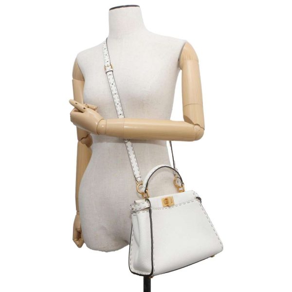 9619173 05 FENDI Handbag Mini Peekaboo Stitch Calf 2way Bag White