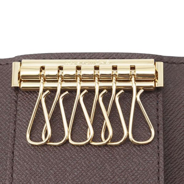 9621077 05 Louis Vuitton Key Case 6 Rows Damier Ebene Multicle 6 Brown Metal Fittings