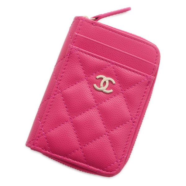 9623743 01 CHANEL Coin Case Zip Wallet Coco Mark Matelasse Caviar