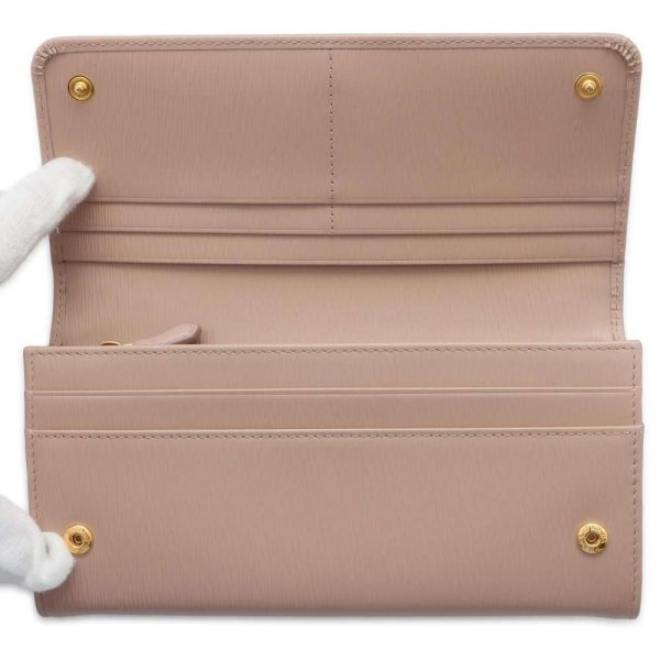 9627413 04 Prada VITELLO Move Long Wallet Card Case Pink Beige