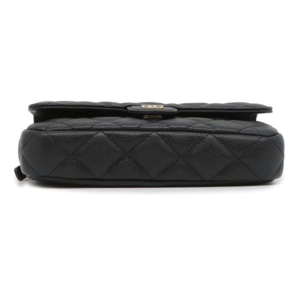 9629868 03 CHANEL Matelasse Caviar Skin Card Case Pass Holder Black