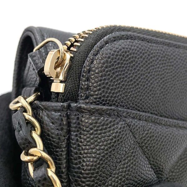 9629868 09 CHANEL Matelasse Cocomark Chain Wallet Shoulder Bag Caviar Skin Black