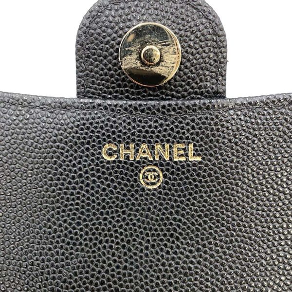 9629868 12 CHANEL Matelasse Caviar Skin Card Case Pass Holder Black