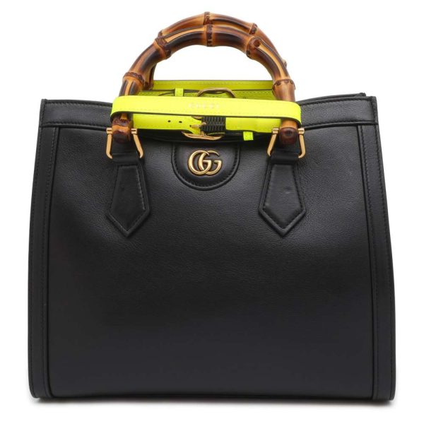 9629936 01 Gucci Tote Diana Bamboo Handle Shoulder Bag Black