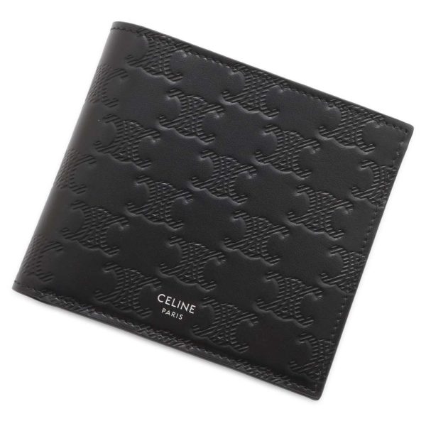 9631410 01 Celine Wallet Triomphe Calfskin Black