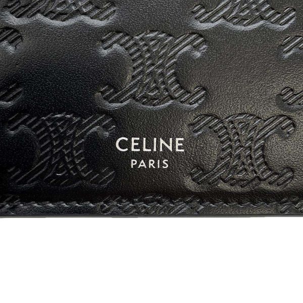 9631410 07 Celine Wallet Triomphe Calfskin Black