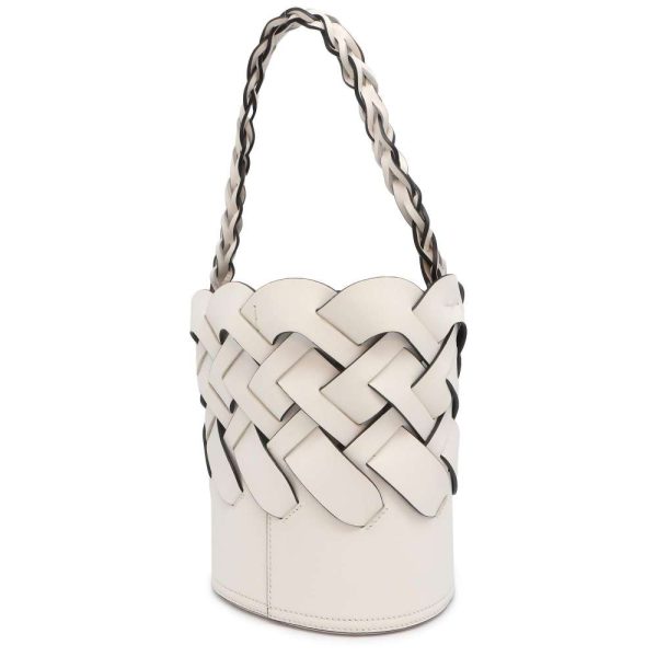 9633162 02 Prada Braided Shoulder Bag White