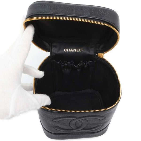 9633766 05 CHANEL Vanity CocoMark Caviar Skin Pouch Black