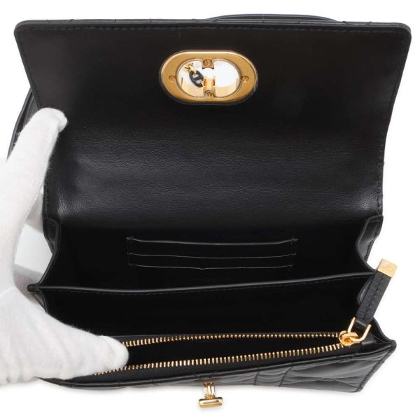 9639737 06 Christian Dior Miss Caro Macrocannage Mini Lambskin Shoulder Bag Black