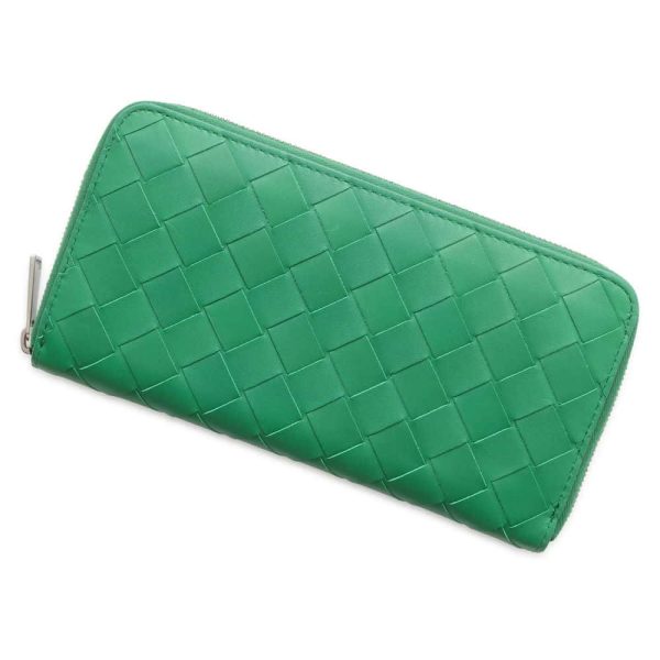 9645110 01 Bottega Veneta Long Wallet Intrecciato Wallet Green