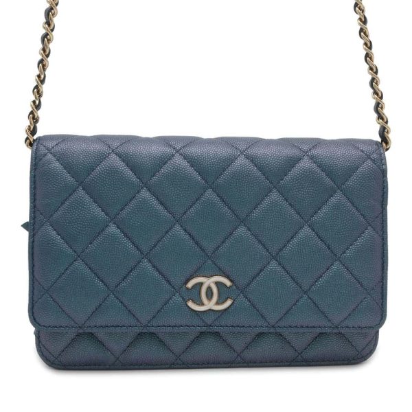 9645622 01 CHANEL Chain Wallet Matelasse Coco Mark Caviar Skin Wallet