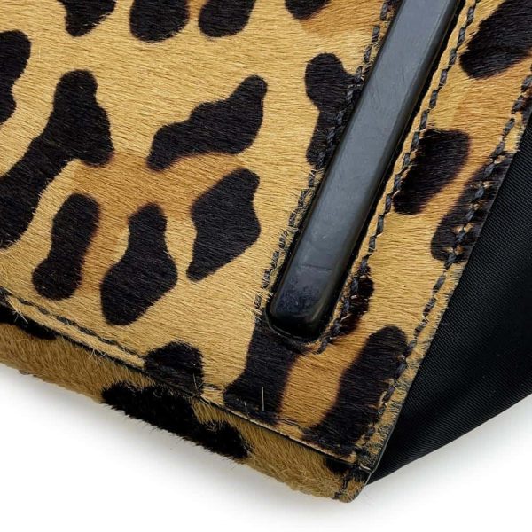 9645639 10 Prada Handbag Leopard Nylon Halaco Ostrich Black